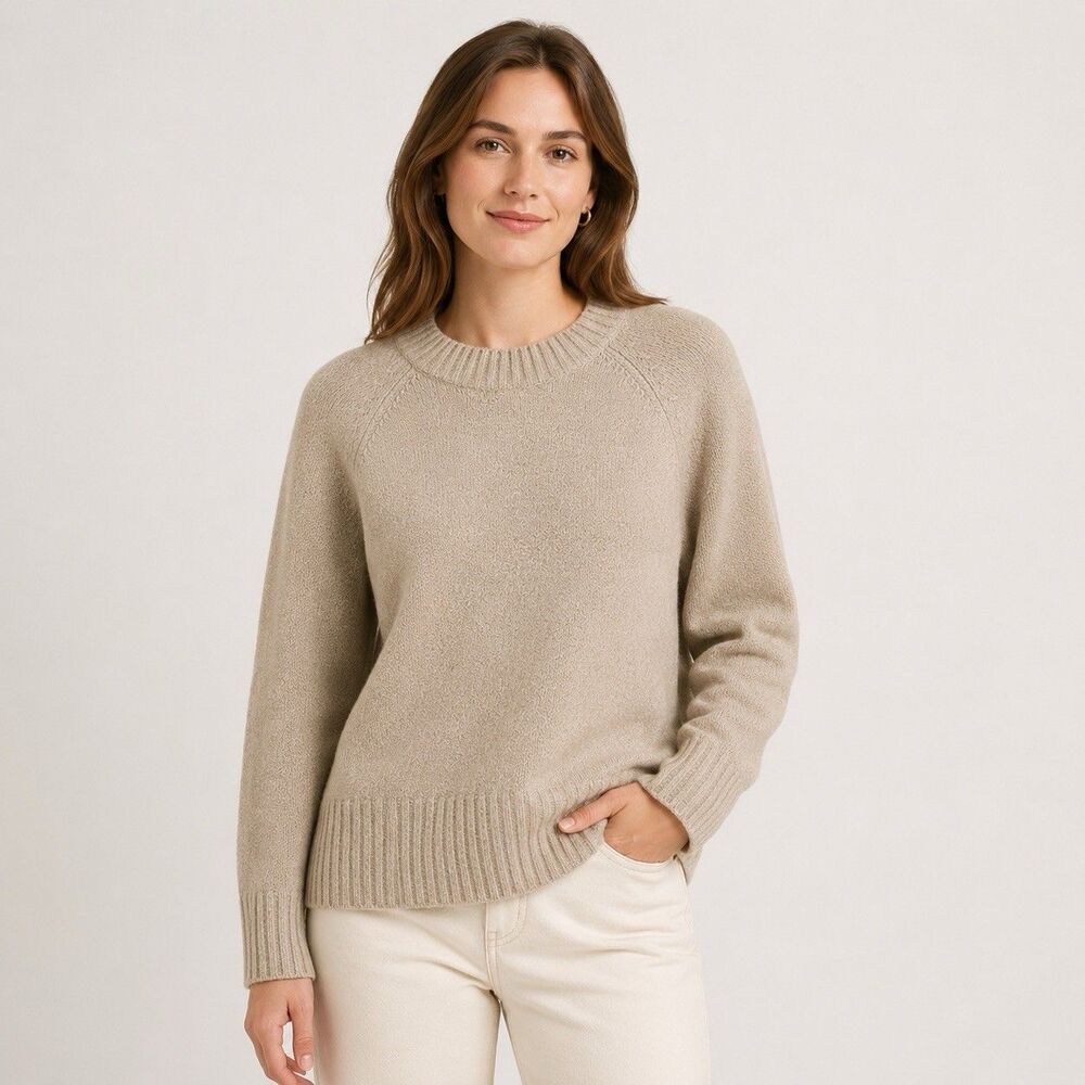 AYR The Little Joy Sweater Women S Beige Organic Cotton Blend Made Italy